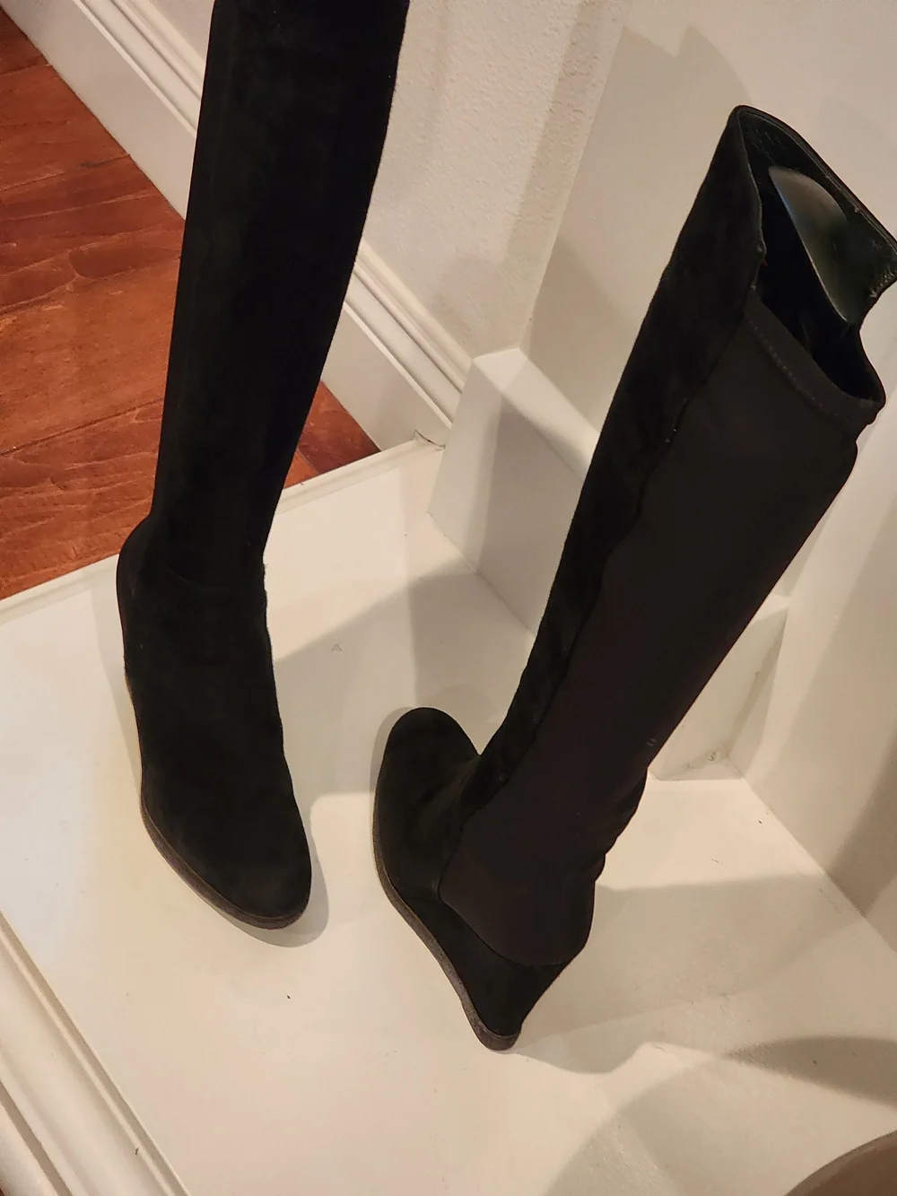 Stuart Weitzman Black Over-the-Knee Wedge Boots